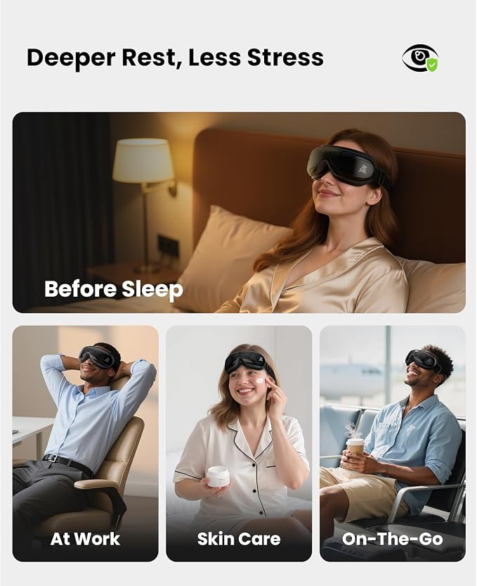 BOB AND BRAD Eye Massager with Heat, Birthday Gifts for Women Men FSA Eligible HSA, Eye Mask with Remote Control, Headache Massager for Migraines Dry Eye Stress Relief Improve Sleep, EyeOasis 2 Plus