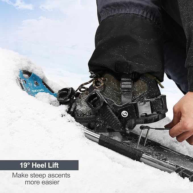 Odoland 21/25/30 Inch Snowshoes with Trekking Poles for Men Women Youth, Waterproof Snow Leg Gaiters and Carrying Bag, Lightweight Aluminum, Heel Lift, Snow Shoes Easy to Wear