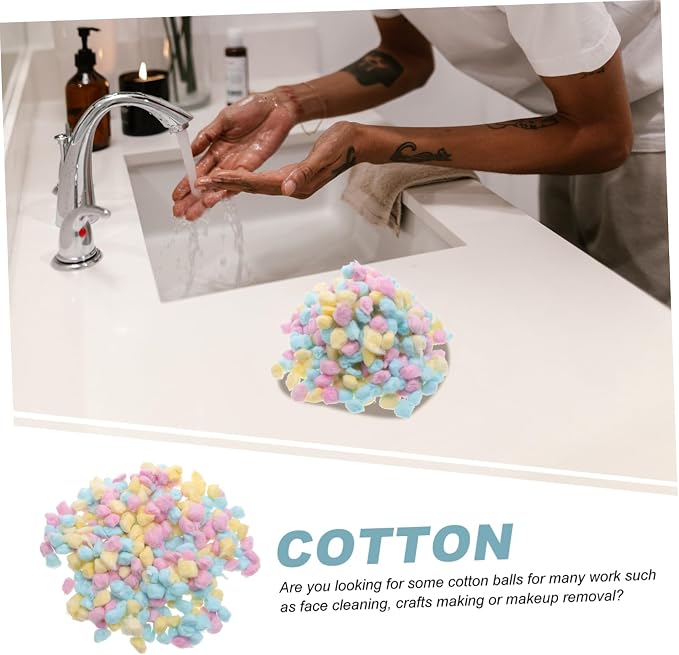 1Pack Colored Cotton Balls Soft Absorbent Face Cleaning Supplies for Newborns Makeup Removal Assorted Cotton Balls
