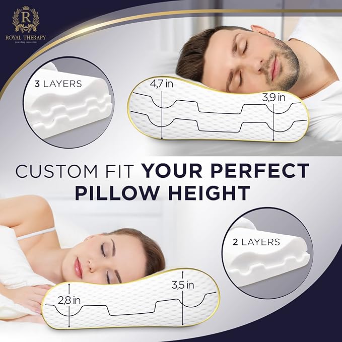 Royal Therapy 9-Pack Queen Memory Foam Pillow, Cervical, Queen Contour, Orthopedic Pillow for Neck Support, Neck Pain, Side Sleepers, CertiPUR-US