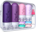 Tocelffe TSA Approved Travel Containers for Toiletries - Leak Proof Silicone Bottles, Refillable Liquid Travel Essentials for Shampoo, Conditioner, Lotion