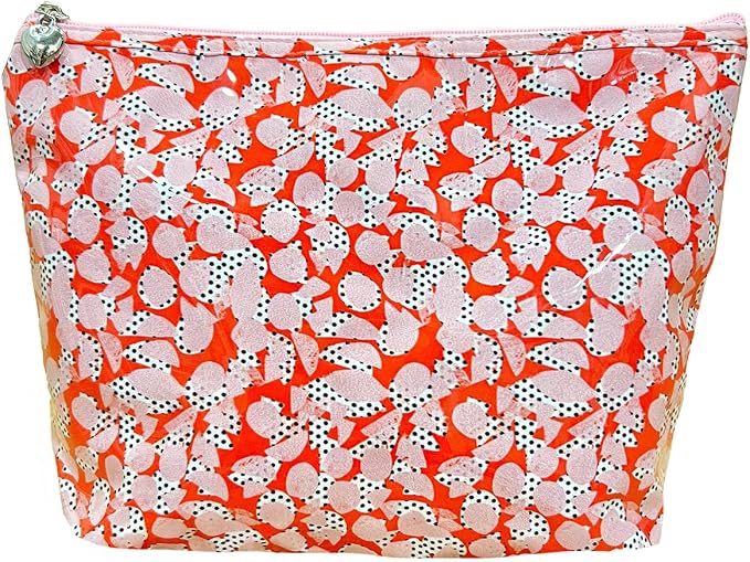 Jacaranda Living Medium Cosmetic Bag – Waterproof PVC-Lined Makeup & Toiletry Bag, Zipper Organizer for Skincare, Cosmetics & Travel Essentials, Summer Splash-Proof Bag, Pebble Polka Dot