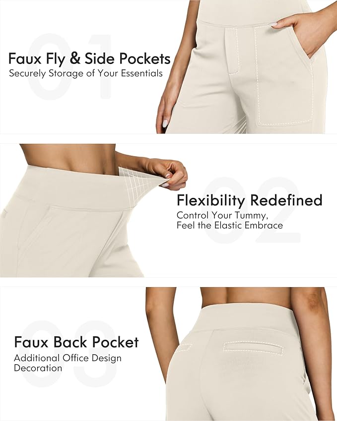 G4Free EverGoing Yoga Pants Women Wide Leg Pants with Pockets High Waist Stretch Dress Casual Sweatpants Petite/Regular/Tall