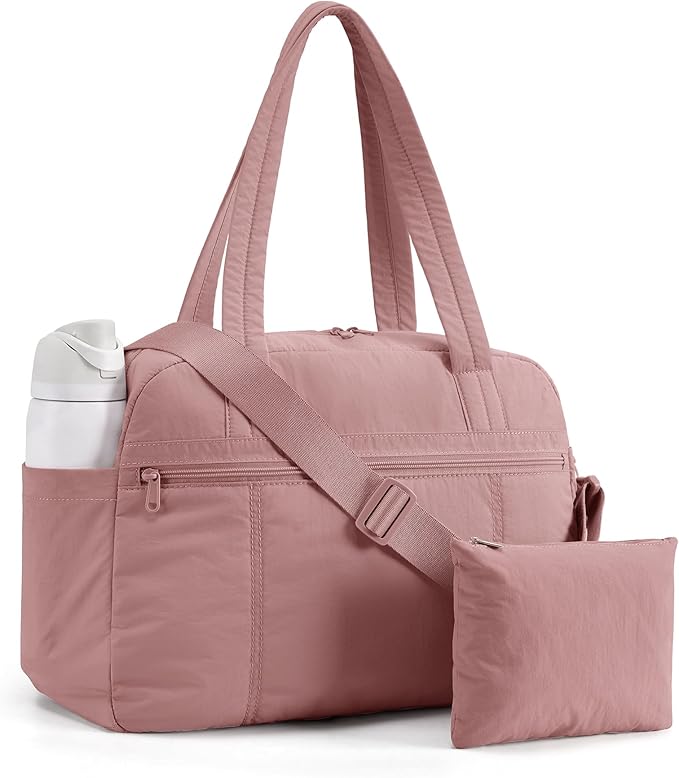 LIGHT FLIGHT Personal Item Travel Bag, Lightweight Gym Bag for Women, 20L Weekender Bag with Toiletry Pouch, Carry on Overnight Dance Bag, Dark Pink