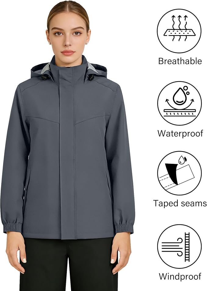 iCreek Rain Suit Waterproof Hooded Rain Gear Breathable Lightweight Packable Rain Jacket Pants Men Women for Hiking Fish Golf