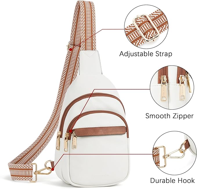BOSTANTEN Sling Bag for Women Leather Crossbody Bags Fanny Pack Chest Bag for Travel