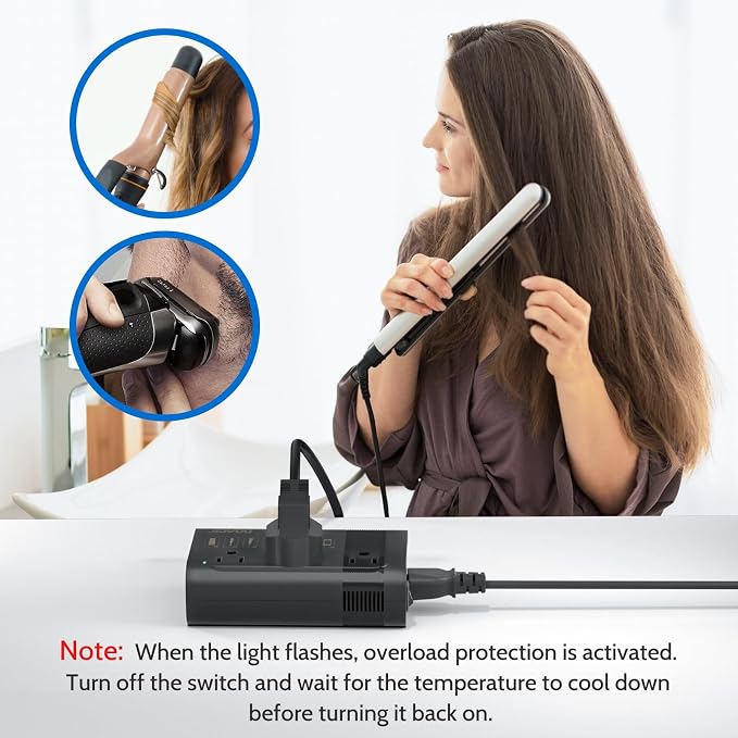 DOACE 350W Voltage Converter US to Europe - 220V to 110V Converter for European Travel with QC+PD Chargers for Using Most U.S. Devices Abroad - Hair Straightener Shaver Toothbrush Camera Phone