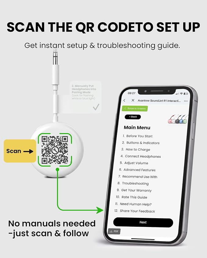Avantree SoundJet R1 – 25Hr Airplane Bluetooth Adapter for All AirPods | Qualcomm Chipset & aptX Adaptive, Wireless Audio Transmitter for Flight Travel, Works with Bose & Other Headphones