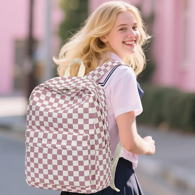 Bluboon School Backpack for Teen Girls Bookbags Elementary High School Corduroy Laptop Bags Women Travel Daypacks