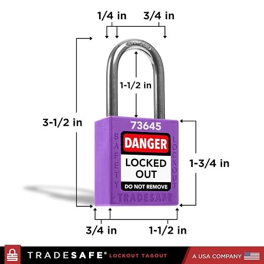 TRADESAFE Lockout Tagout Locks Set - 10 Purple Loto Locks, Lockout Locks Keyed Different, 2 Keys Per Lock, OSHA Compliant Lock Out Tag Out Padlocks, Safety Padlocks for Electrical Lockout Tag Out Kits