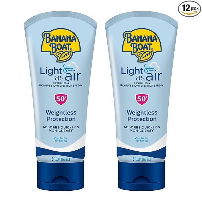 Banana Boat Light As Air Sunscreen Lotion SPF 50 Twin Pack | Lightweight & Non-Greasy Lotion Sunscreen SPF 50, Sunblock, Oxybenzone Free, 6oz each (Pack of 6)
