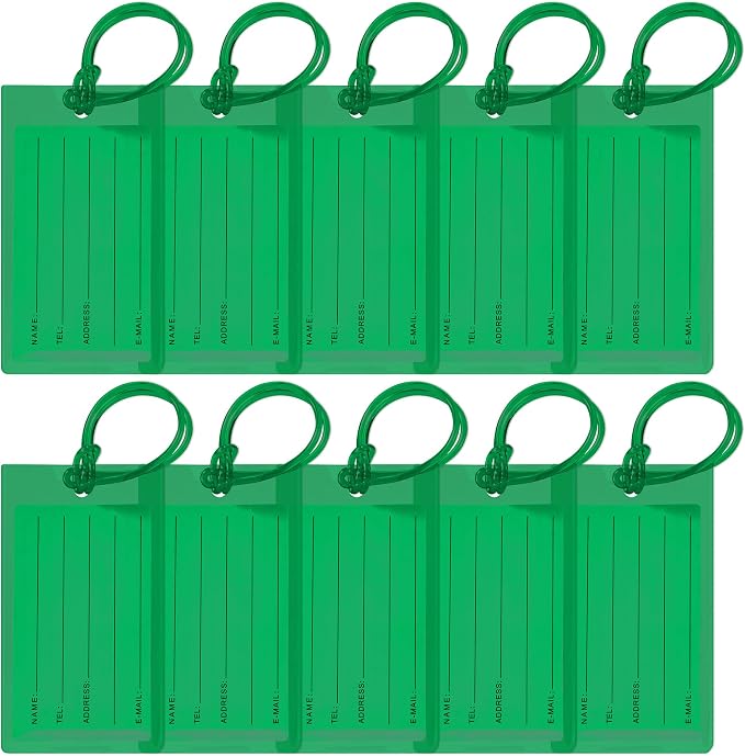 10 Pack Luggage Tags for Suitcases, Airplane Travel Essentials for Flying, International Travel Must Haves, and Luggage Accessories by Sodsay