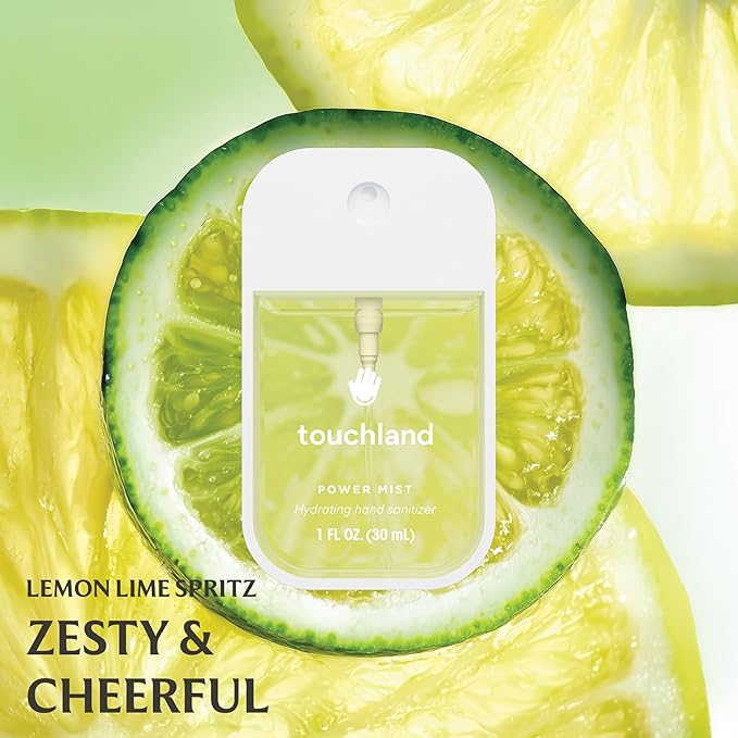 Touchland Hydrating Hand Sanitizer Spray – Fresh 5 Set (Frosted Mint, Citrus Grove, Lemon Lime, Aloe You, Wild Watermelon) – 5 x 1 FL OZ Travel Size Mists