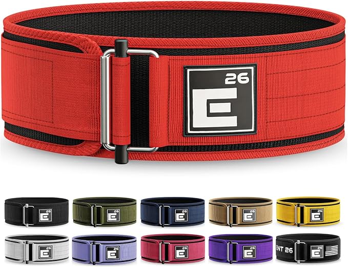Element 26 Self-Locking Weight Lifting Belt - 4-Inch Nylon Support for Men and Women - Squat and Deadlift - Gym Training