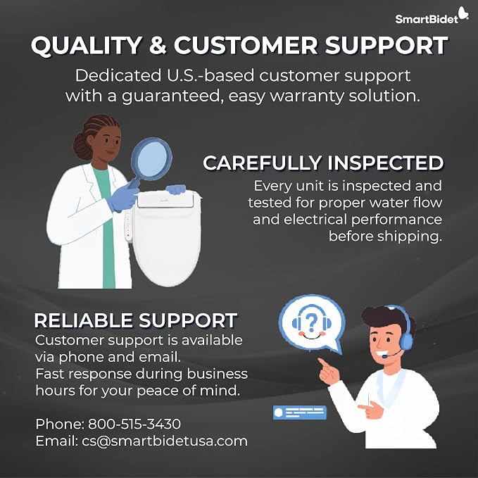 SmartBidet® SB-2000 Smart Bidet Electric Bidet Toilet Seat with Heated Seat, Warm Water, Air Dryer – Side Control Panel, Elongated