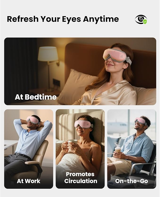 BOB AND BRAD Eye Massager with Heat FSA Eligible HSA, Birthday Gifts for Women Mom Wife Girlfriend EyeOasis 2 Eye Massager for Migraine, Heated Eye Mask for Dry Eyes Head Tension and Stress Relief