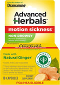 From the Makers of Dramamine, Advanced Herbals with Natural Ginger, for Nausea Relief, Morning Sickness Relief & Motion Sickness Relief During Travel, 18 Capsules