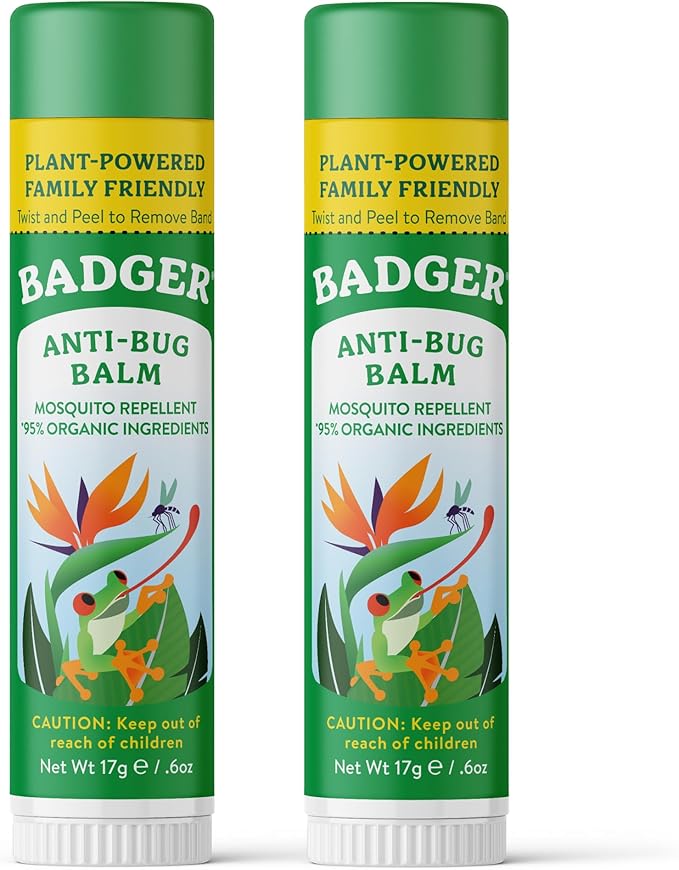 Badger Bug Repellent, Easy to Use Travel Stick, DEET-Free Mosquito Repellent & Insect Protection, Certified Organic Essential Oil Balm