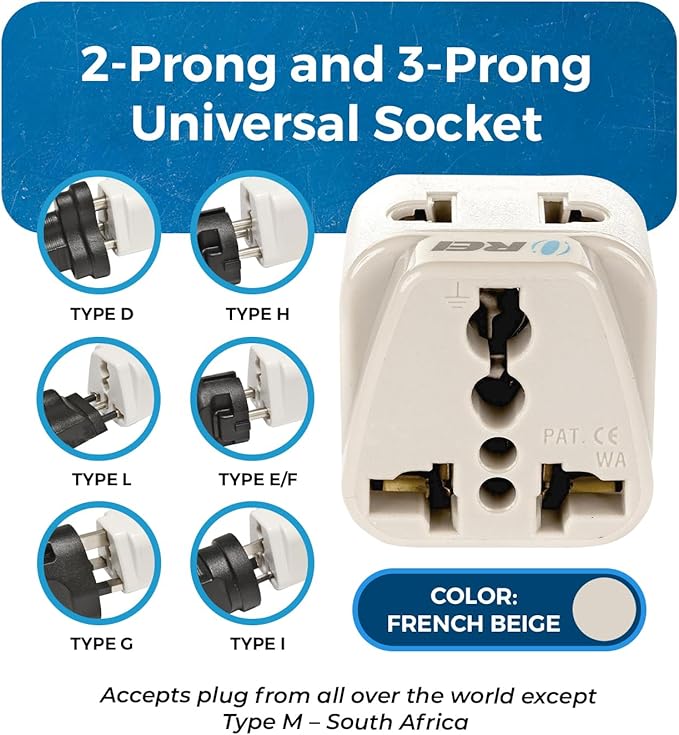OREI Type G Plug Adapter – UK Travel Plug Adapter, US to UK Adapter for Type G Outlets – CE Certified & RoHS Compliant UK Power Adapter