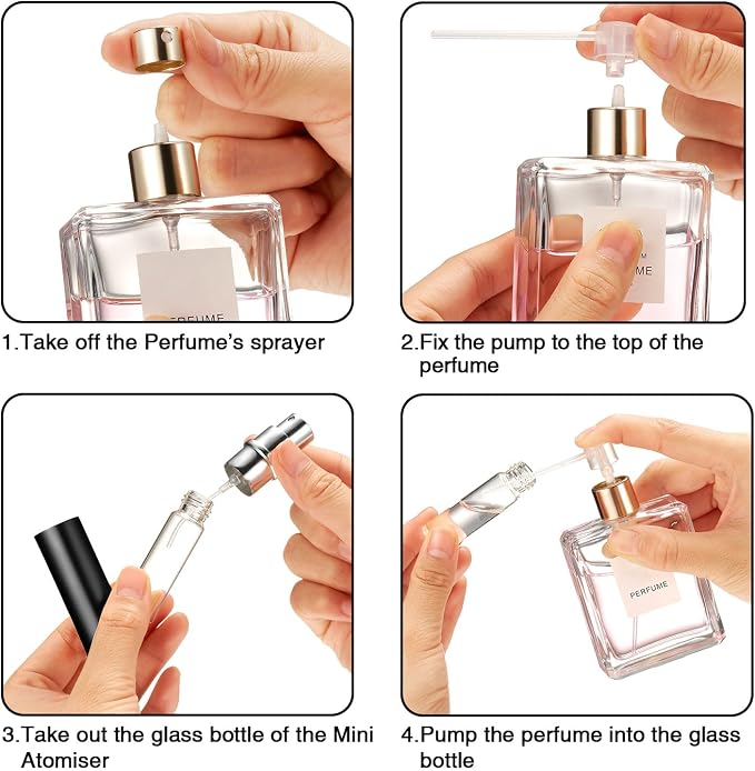 Motiskyy 70 Pcs 10 ml Refillable Perfume Atomizers Bulk - Mini Travel Cologne Sprayers with Refill Pump & Transfer Tool for Perfume Makers & Small Studios(Black)
