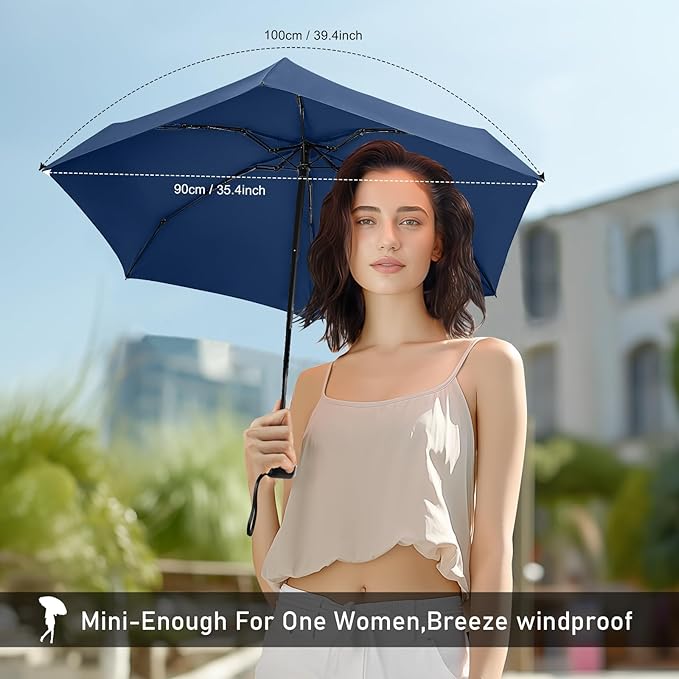 Mini Umbrella - Compact, Waterproof Travel Umbrella for Light Rain, Suitable for Women's Purse and Pocket