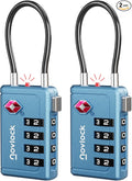 Luggage Locks TSA Approved with Inspection Indicator and Resettable 4-Digit, Easy-to-Read Combination, TSA Locks for Luggage, Suitcases, Backpacks & Travel Bags, Blue, 2-Pack