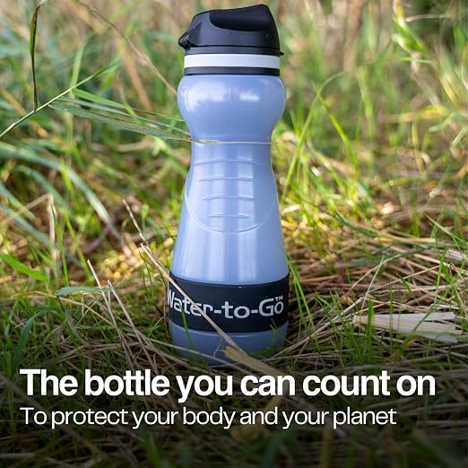 Small Filtered Water Bottle (18.5oz/55cl) Value Bundle with Three Filters, Nanofiltration Water Bottle with Filter for Travel, BPA-Free Bioplastic. Green