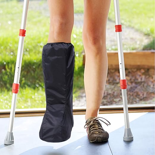 Medical Boot Cover for Fracture Walking Black Tall 2024, Small | Water Resistant Slip Resistant Rubber Sole Easy On and Off Snug Fit