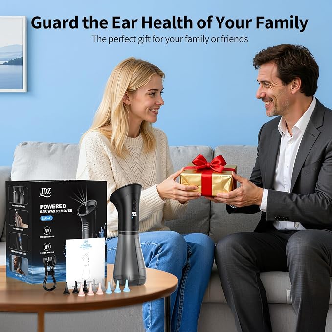 Upgraded Ear Wax Removal, Electric Ear Cleaner with One-Piece Waste Tank, Safe & Effective Earwax Removal Kit for Adults & Kids, Adjustable Water Pressure,12 Replaceable Nozzles, LED Display, IPX7