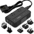 Ceptics - 6 in 1 Travel Adapter and Voltage Converter, 220V to 110V Converter with Surge Protection, Universal Adapter with Types A, C, G, I attachments & 4 USB PD 18W Fast Charging - Black