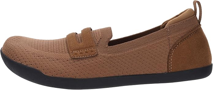 WHITIN Women's Round Toe Slip On Penny Loafers | Wide Barefoot Flats with Breathable Knit