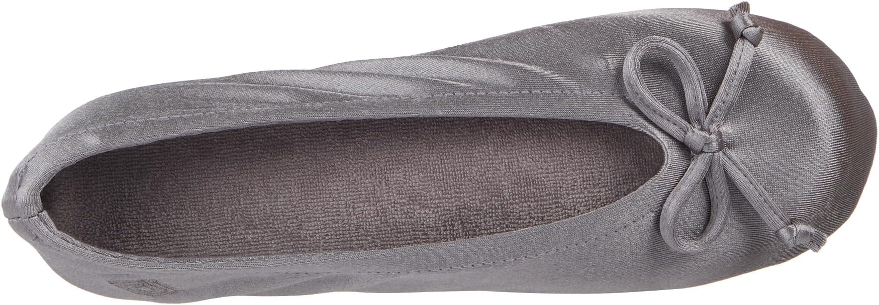 Isotoner Women's Satin Ballerina Slippers with Classic Ribbon Bow and Suede Sole