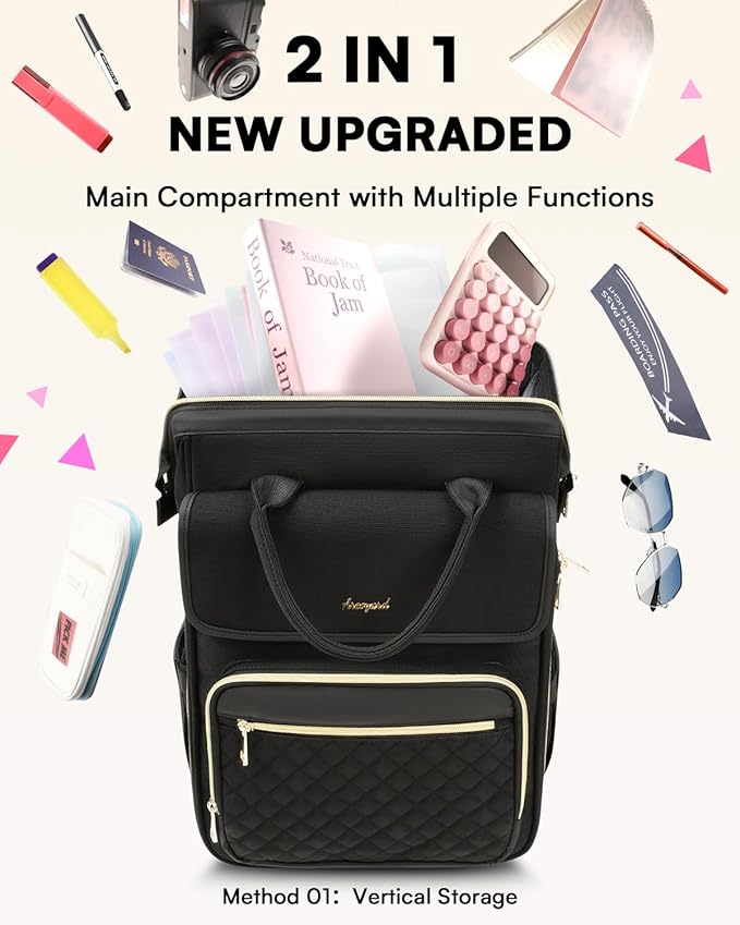 Arcoyard Rolling Backpack for Women, Travel Rolling Laptop Backpack with Wheels, Vertical & Horizontal Storage 2 In 1, Flip-Top Design, Water-Resistant Overnight College Underseat Carry on Luggage