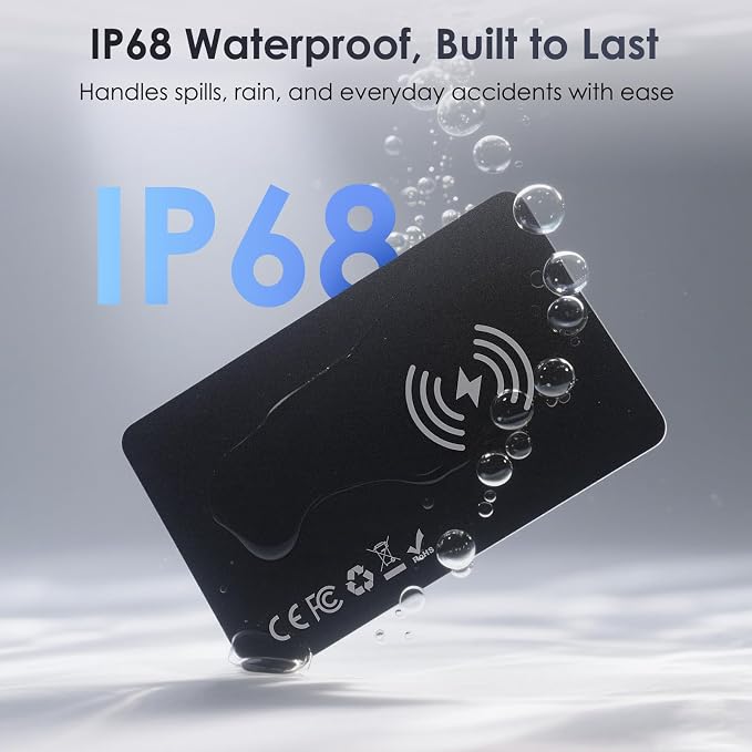 Wallet Tracker Card 0.07in Slim, Compatible with Apple Find My iOS Only, Bluetooth Tracker Smart Tracking Card Wallet Finder, IP68 Waterproof, Item Locator for Luggage Tags, Passports, Purse
