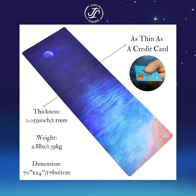 June & Juniper Travel Yoga Mat Foldable Lightweight - Thin Light Non-Slip Travel Yoga Mat Eco
