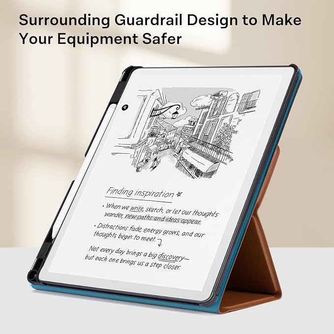 CoBak Case for 11" Kindle Scribe 3rd Generation 2025, Kindle Scribe Colorsoft with Two Viewing Angles - All New PU Leather Cover with Auto Sleep Wake, Pen Holder. Brown