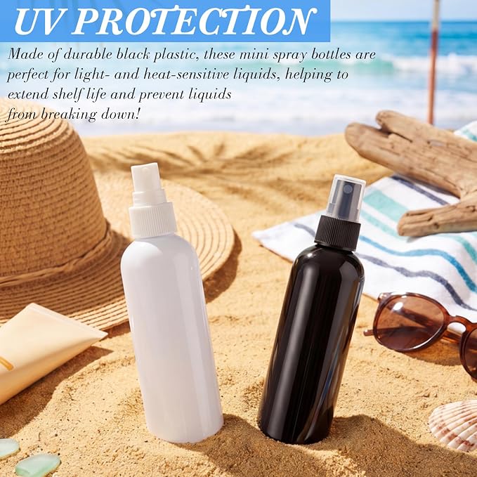 Kigley 100 Pcs Small Spray Bottle Bulk 4 oz Plastic Empty Mist Spray Bottles for Essential Oils Fine Mist Sprayer Reusable Refillable Portable Travel Containers for Cleaning Samples (Black and White)