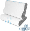 2 Pack Memory Foam Cooling Bed Pillows for Sleeping, Ergonomic Cervical Pillow for Neck and Shoulder Pain Relief, Adjustable Cold Pillow Set of 2,with Pillowcase（Grey）