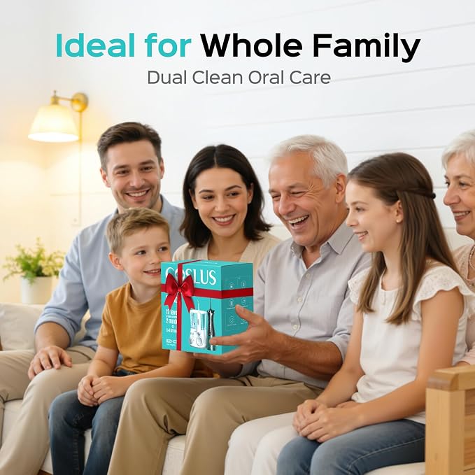 COSLUS Water Dental Flosser Pick for Teeth C30(FC5360): 4 Modes Cordless Portable 300ML Larger Tank Water Teeth Cleaner IPX7 Flossing Cleaning Picks for Home Travel Black White 2Pcs Family Set