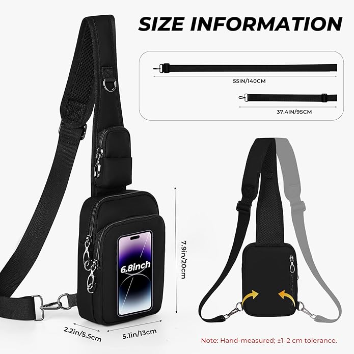 Crossbody Bag Anti Theft Sling Bag for Women Men RFID Blocking, Small Shoulder Chest Bags with Zipper Lock