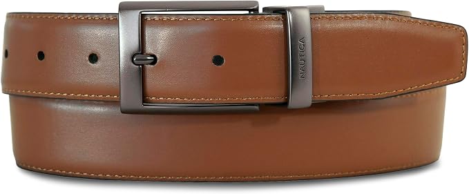 Nautica Men's Reversible Leather Belt | 2-in-1 | Classic | Everyday | Business | Work | Dress | Casual | Metal Buckle