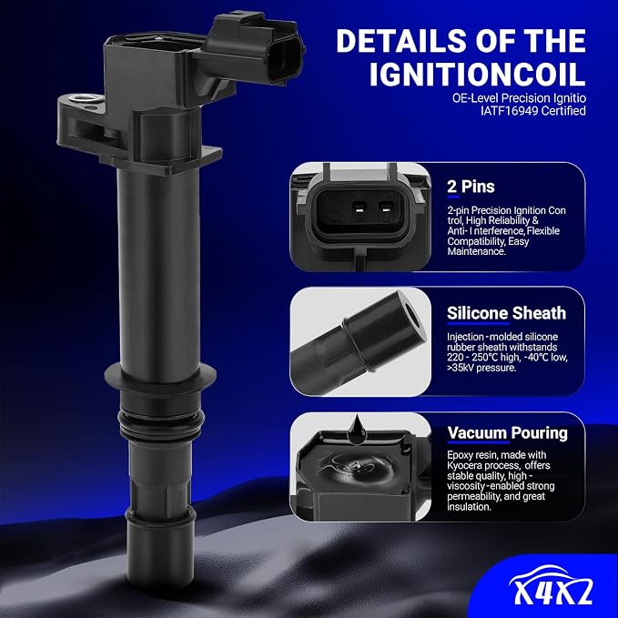 UF270 Ignition Coil & 4503 Double Iridium Spark Plug for 00-07 Dodge Ram 1500,Dakota,Durango/Jeep 99-08 Grand Cherokee,06-07 Commander/Chrysler Aspen/Mitsubishi Raider 4.7L V8 Replaces# 5C1114 UF297