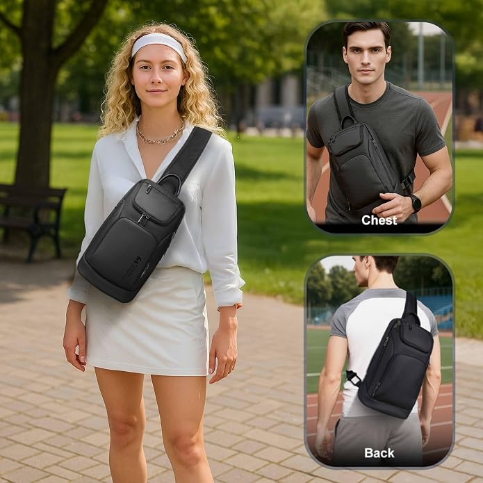 hk Sling Bag for Man, Waterproof Utility Crossbody Bag with Anti-theft Pocket for Men