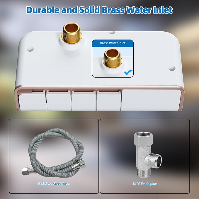 Hibbent Bidet Attachment for Toilet, Non-Electric Dual Nozzle for Frontal & Rear Wash, Adjustable Water Pressure Control, Fresh Water Bidet Toilet Seat, Self Cleaning Water Sprayer, Rose Gold