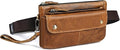 Water Resistant Canvas + Leather Hiking Riding Travel Fanny Waist Pack Small Phone Pouch For Men Women FB811-29 (100% Leather-The 8136 Brown2)