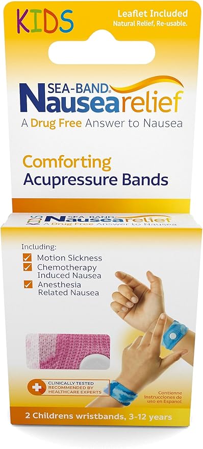 Sea-Band Anti-Nausea Acupressure Wristband for Motion & Morning Sickness, Child, 1 Pair Pink