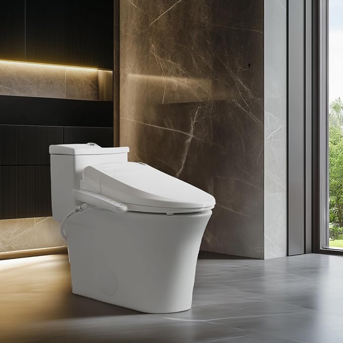 SmartBidet® SB-2000 Smart Bidet Electric Bidet Toilet Seat with Heated Seat, Warm Water, Air Dryer – Side Control Panel, Elongated