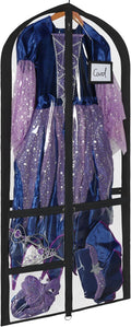 Univivi Clear PVC Dance Costume Bag, 50 Inch Garment Bag for Competitions With 3 Separated Medium Zipper Pockets and 1 Large Back Zippered Pocket (Clear/Black)