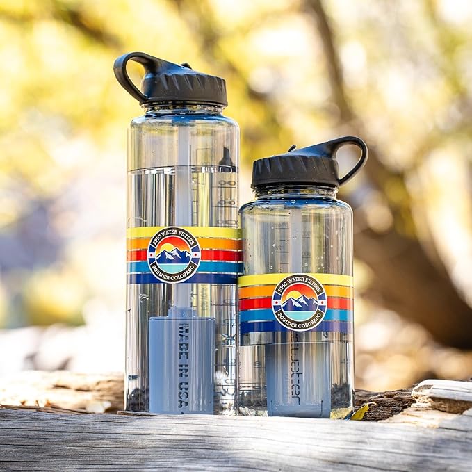 Epic Water Filters Nalgene OG Water Bottle with Filter, USA Made, BPA Free, Removes 99.99% Tap Water Contaminants, Forever Chemicals, Smoke Grey 48 oz