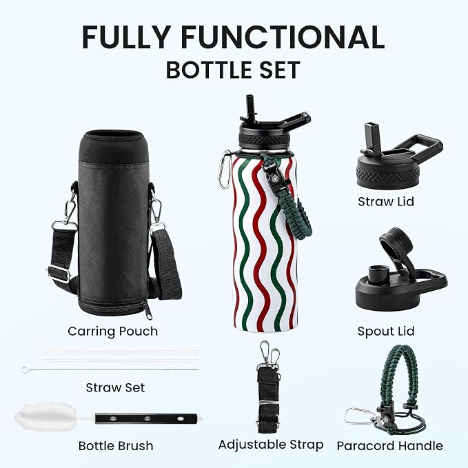 RAYMYLO 2026 Soccer Biggest Event Edition Insulated Water Bottle 40 oz, Nation Flag Design, Best Souvenir & Gift for World Soccer Lover, Vacuum Stainless Steel (Cold for 36Hrs), Leak Proof & Non-BPA